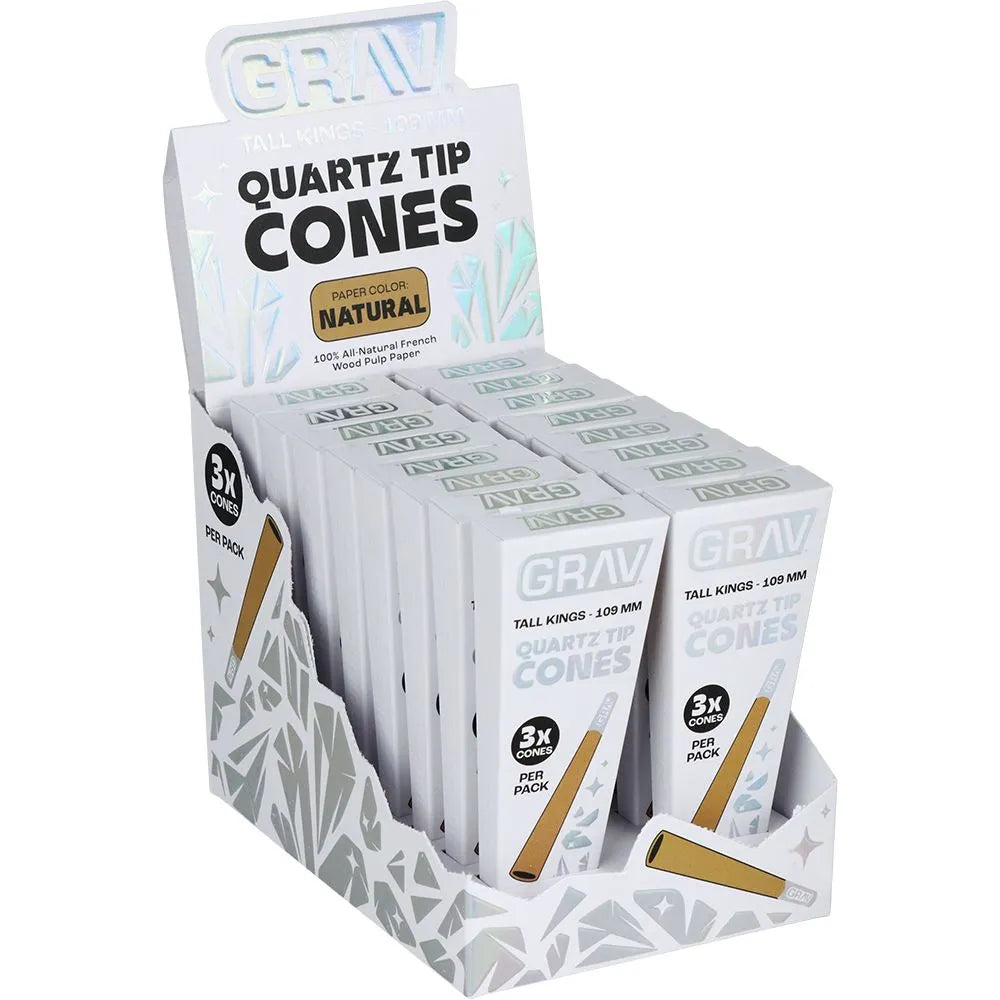 GRAV Quartz Tip Pre-Rolled Cones | Natural | 16pk Display, BDD Wholesale