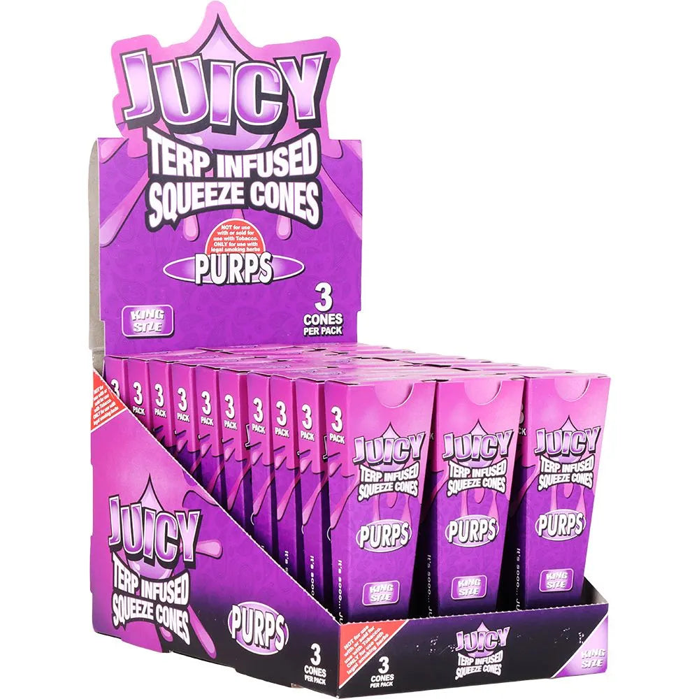 Juicy Terp Infused Squeeze Cones | Purps | 30pk Display, BDD Wholesale