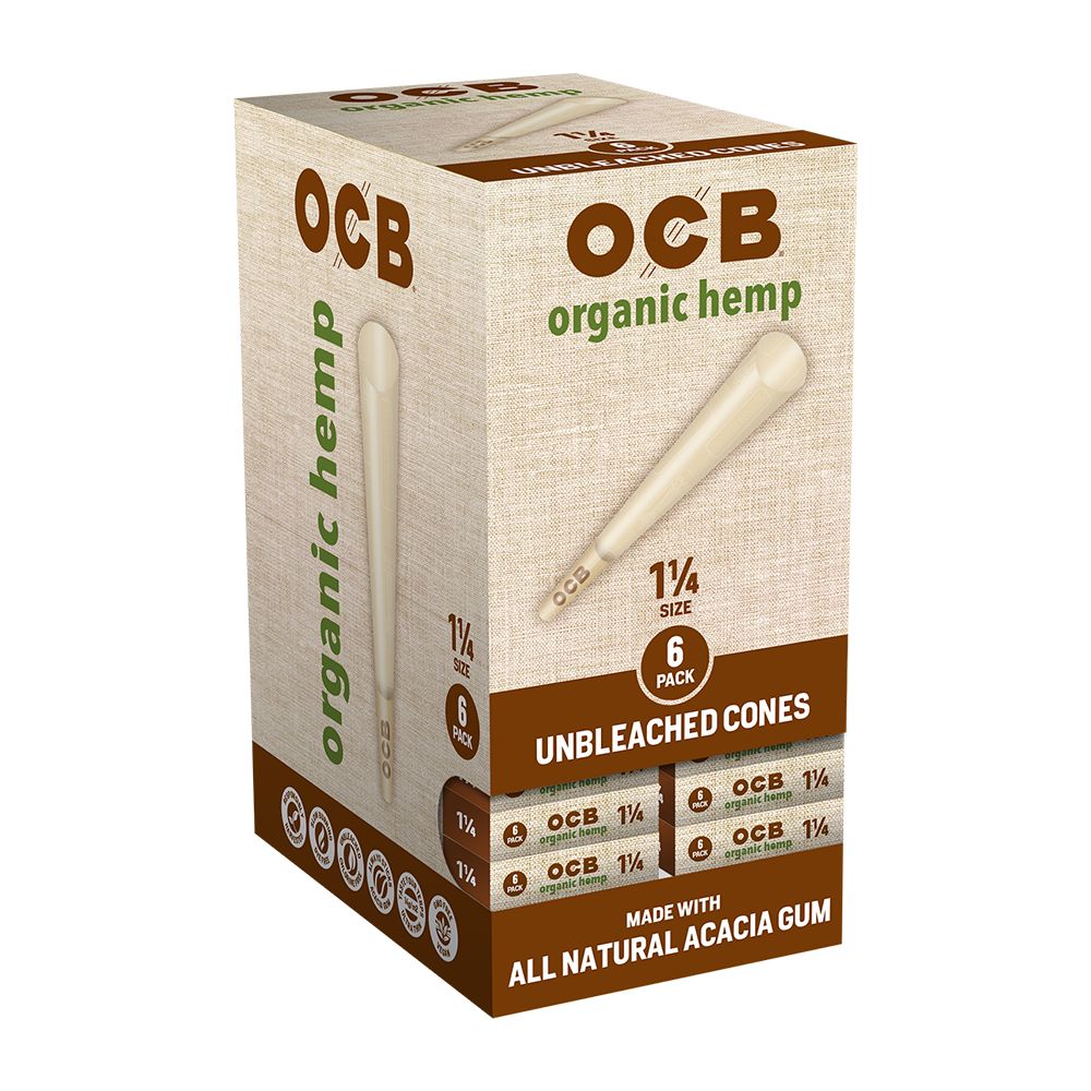OCB Organic Hemp Pre-Rolled Cones | 24pk Display, BDD Wholesale