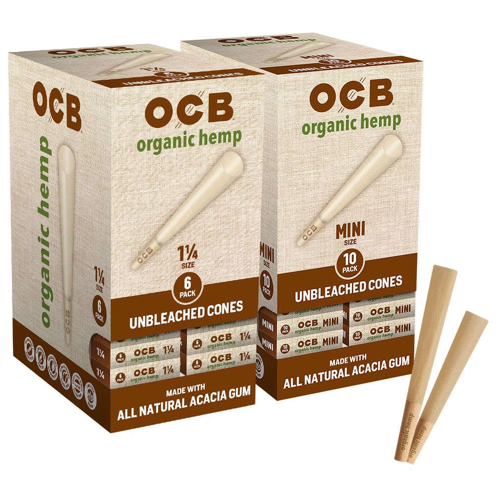 OCB Organic Hemp Pre-Rolled Cones | 24pk Display, BDD Wholesale
