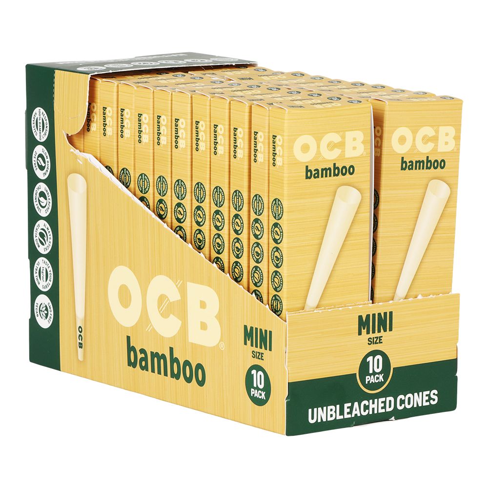 OCB Unbleached Bamboo Pre-Rolled Cones | 24pk Display, BDD Wholesale