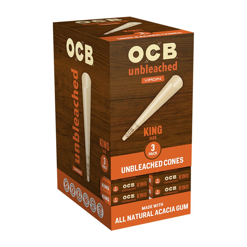 OCB Unbleached Pre-Rolled Cones | 24pk Display, BDD Wholesale