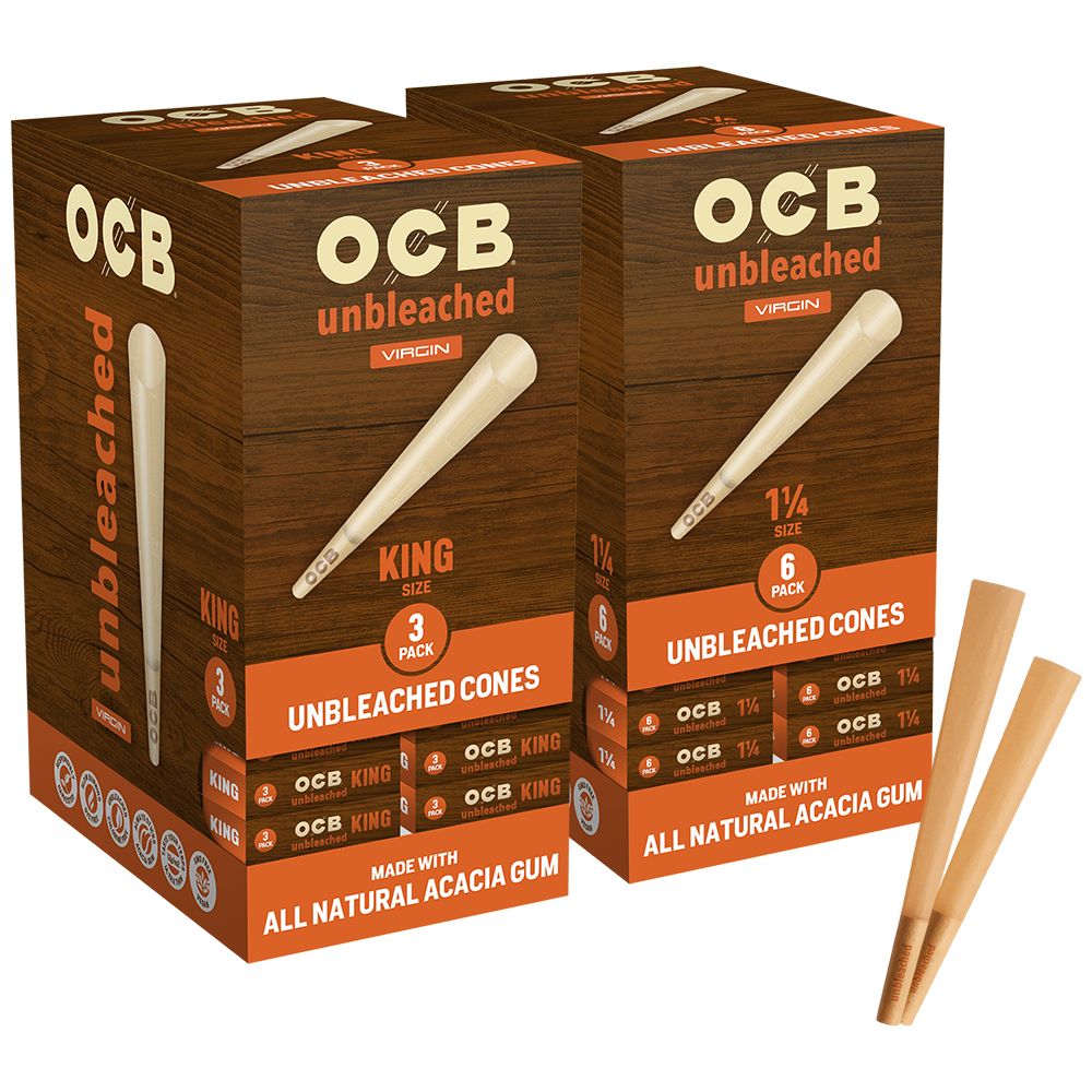 OCB Unbleached Pre-Rolled Cones | 24pk Display, BDD Wholesale