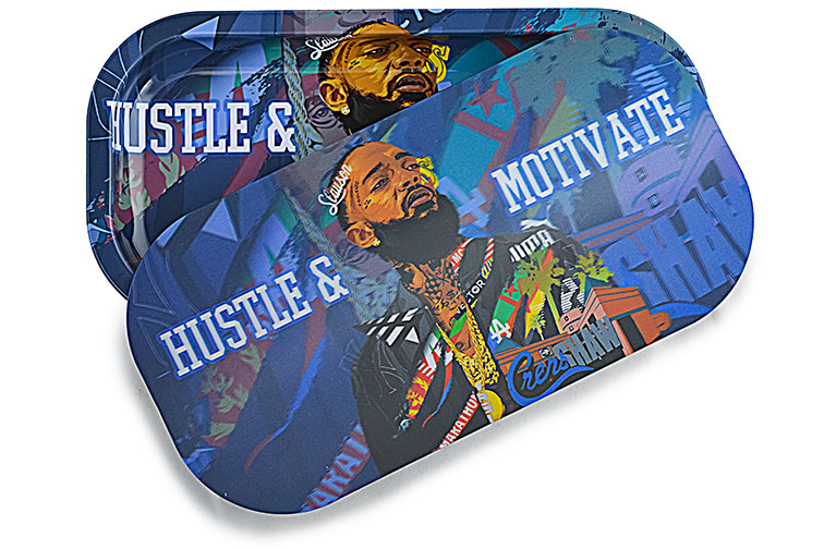 Slim 3D Holographic Metal Rolling Tray w/ Magnetic Lid (S8)