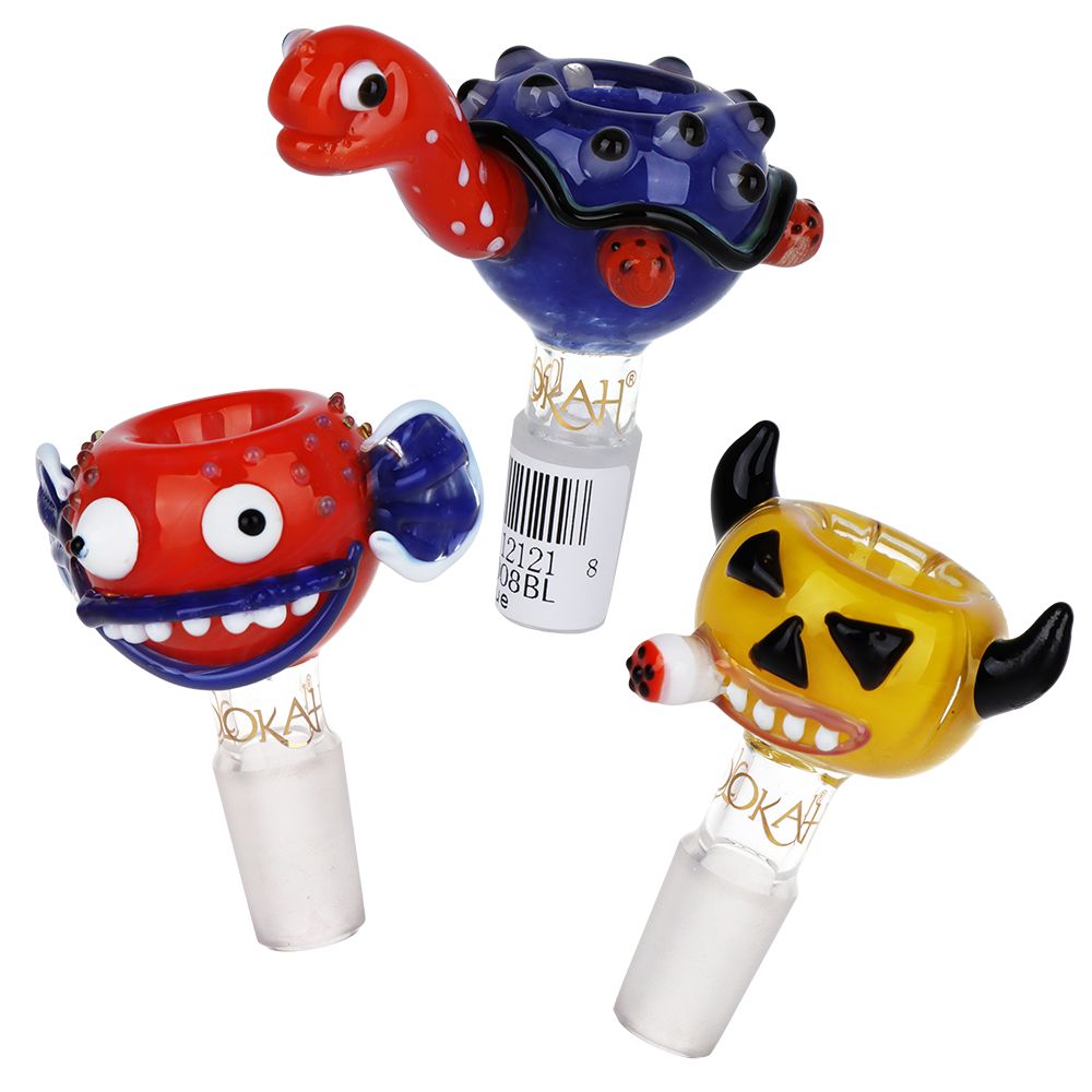 48CT DISPLAY - Lookah Glass Novelty Herb Slides [Set C] and Display Tree - Assorted Styles / 14mm M, BDD Wholesale