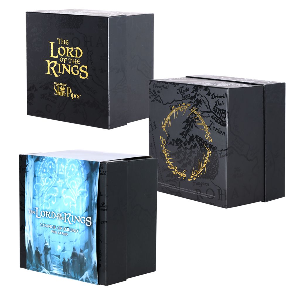 Pulsar Shire Pipes x LoTR COUNCIL OF ELROND Multi-Pipe Wood Display Stand - 8"x5", BDD Wholesale