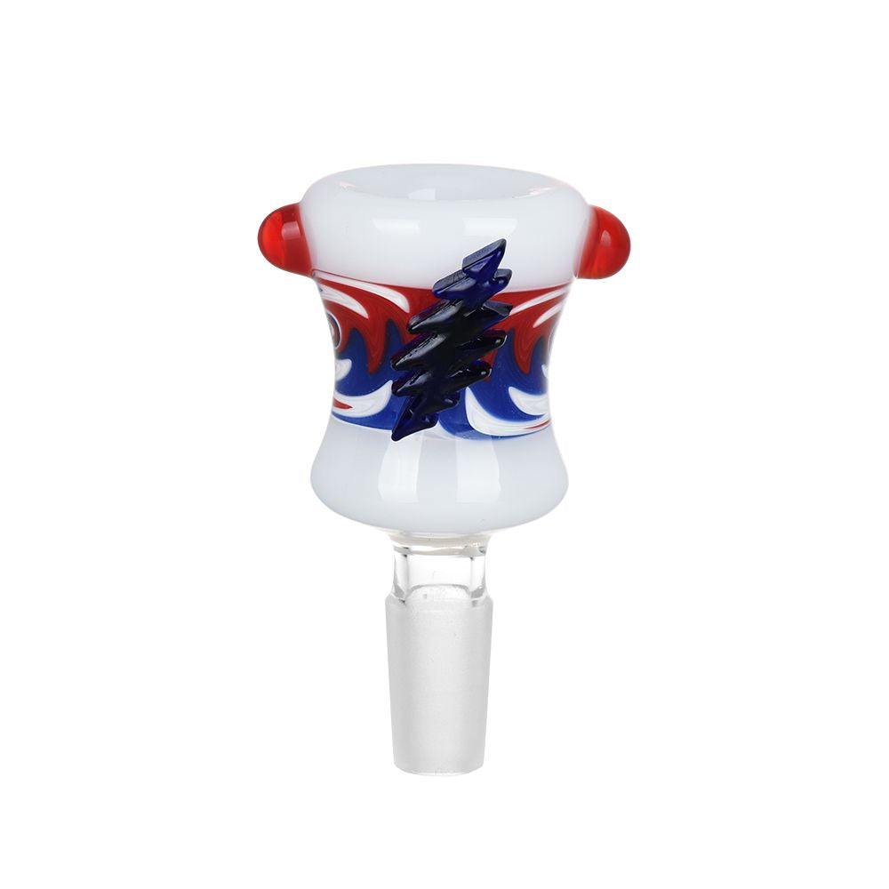 9CT DISPLAY - Grateful Dead x Pulsar Bolt Red White Blue Wig Wag Herb Slide - 14mm M, BDD Wholesale