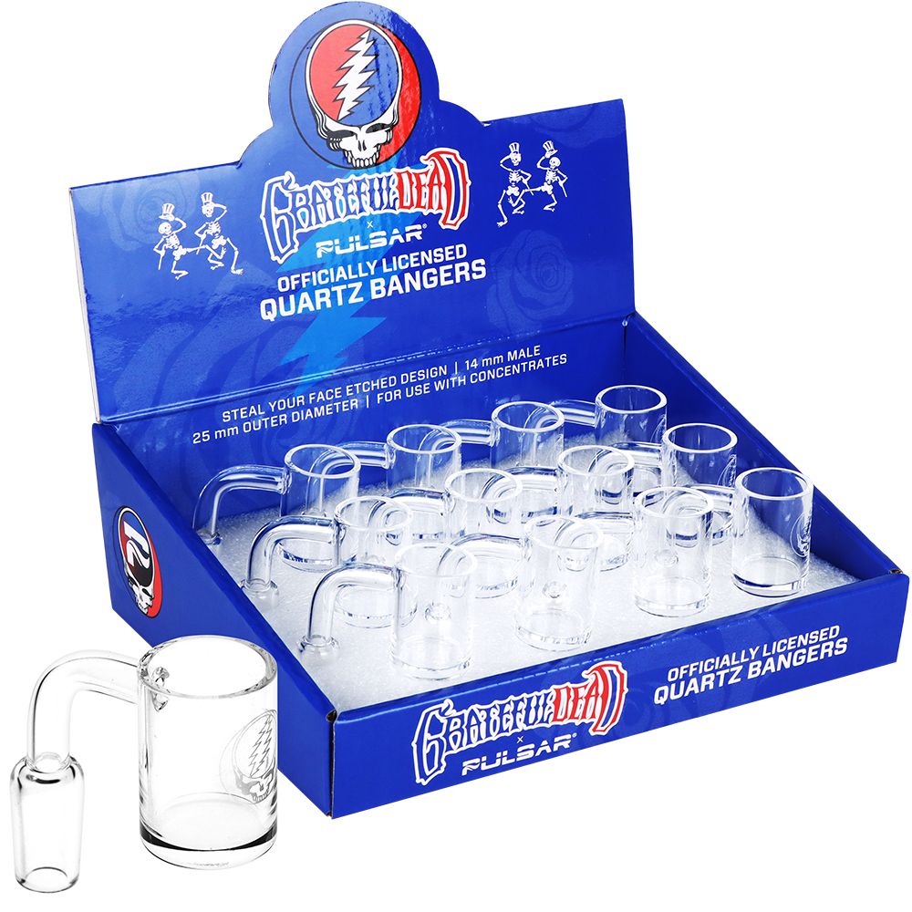 12CT DISPLAY - Grateful Dead x Pulsar Etched Quartz Banger - 14mm M, BDD Wholesale