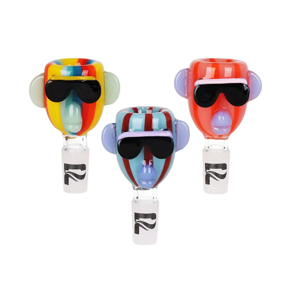 9CT DISPLAY - Pulsar Chill Rainbow Monkey Glass Herb Slide - 14mm M / Assorted Colors, BDD Wholesale