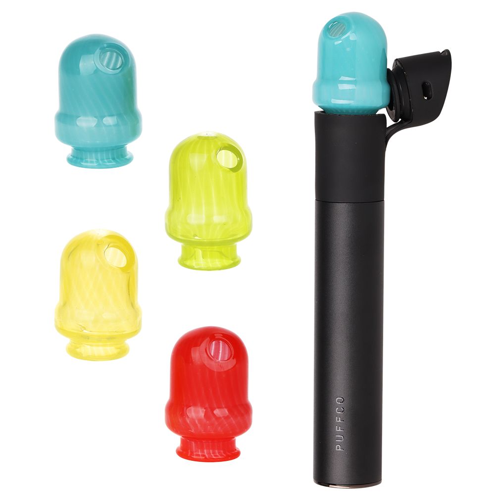 Pulsar Round Tip Glass Mouthpeice Attachment for Puffco Pivot w/ Display Stand - Colors Vary, BDD Wholesale