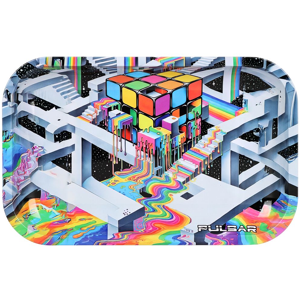 Pulsar Metal Rolling Tray - Cubic Reality / 11"x7", BDD Wholesale