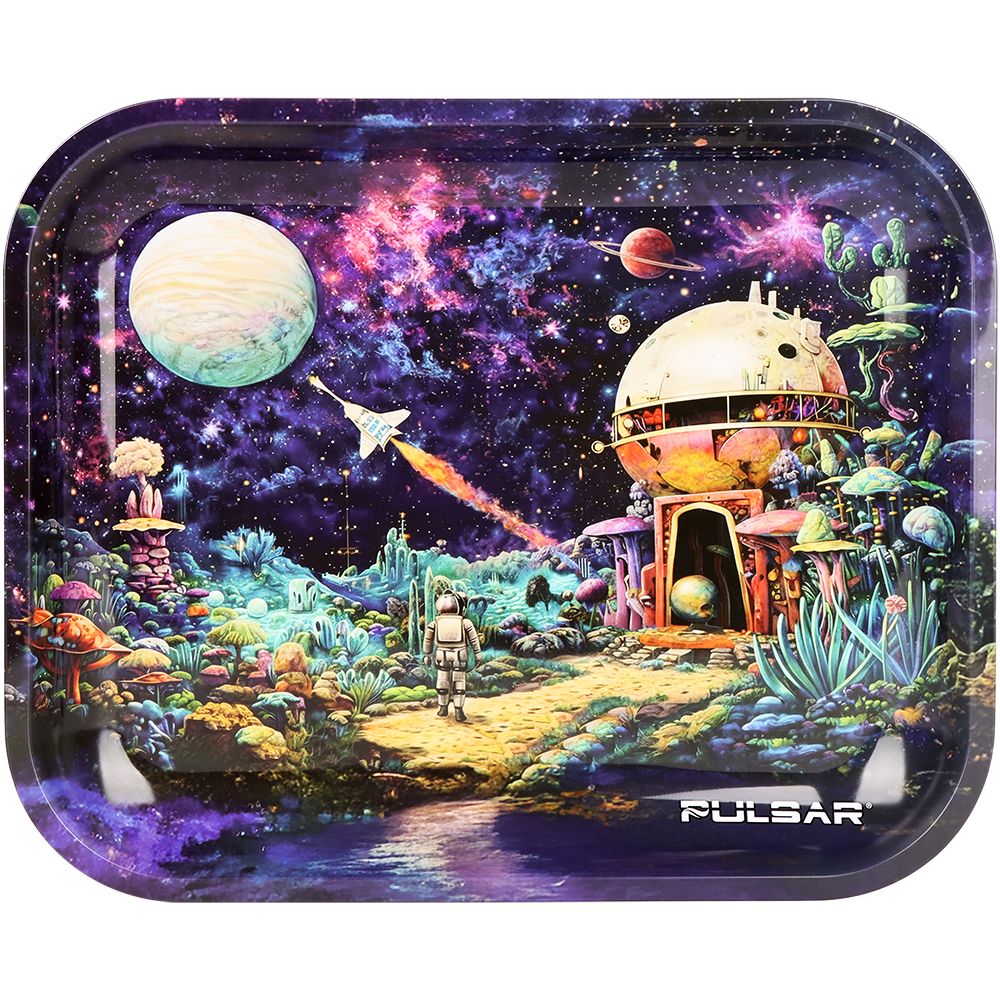 Pulsar Metal Rolling Tray - Space Base / 13"x 11", BDD Wholesale