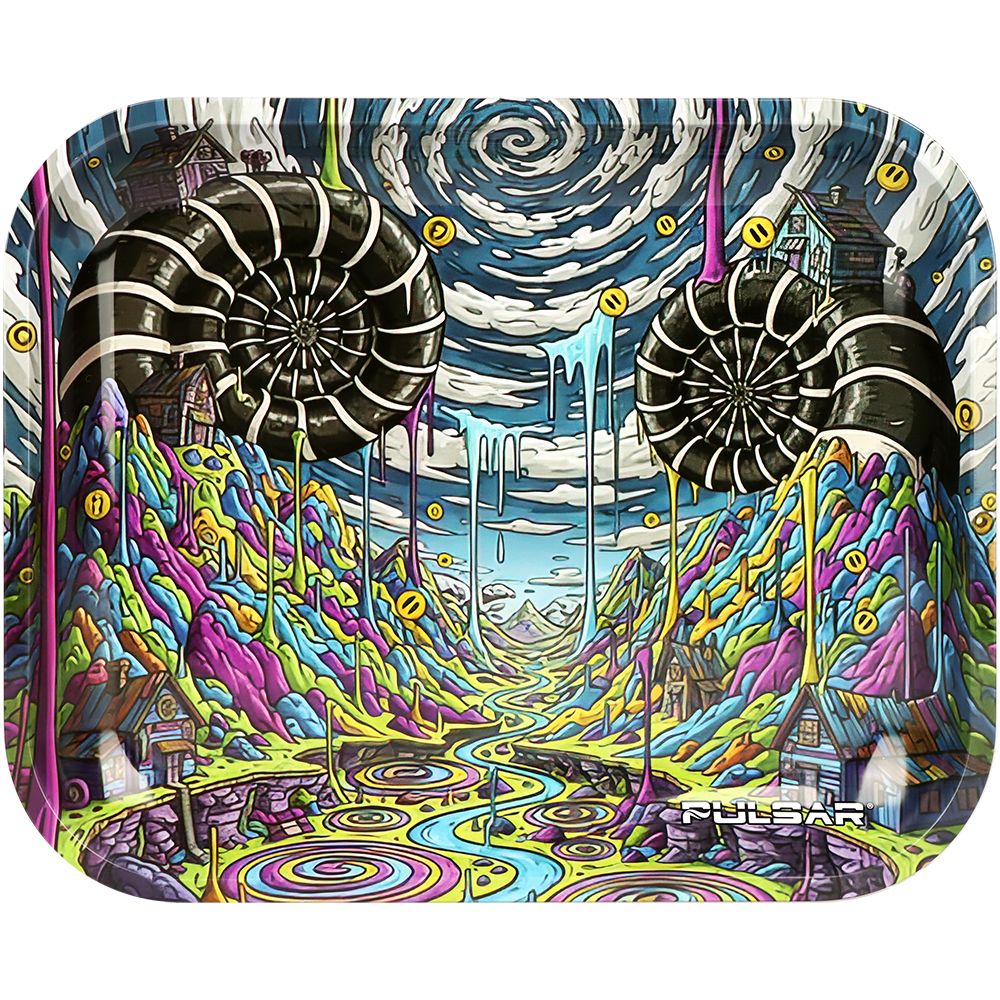 Pulsar Metal Rolling Tray - Reverse Gravity Drip / 13"x 11", BDD Wholesale