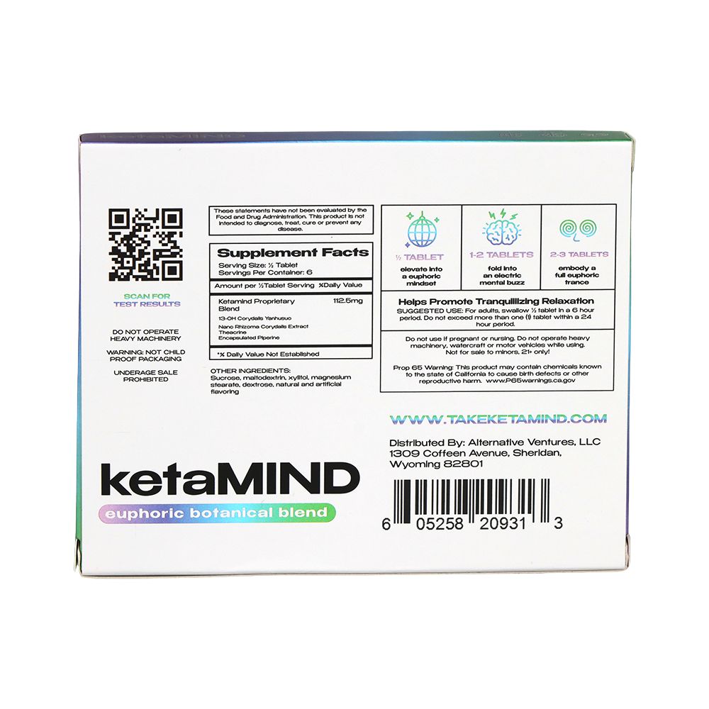 10CT DISPLAY - KetaMIND Euphoric Botanical Blend Tablets - 675mg / 3pc, BDD Wholesale