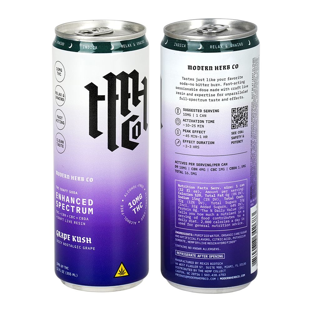 Modern Herb Co D9 THC Blend Craft Soda | 12oz | 10mg | 4ct Pack, BDD Wholesale