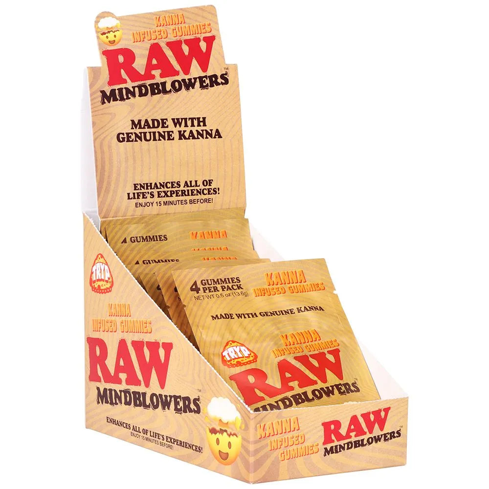8PK DISPLAY RAW Mindblower Kanna Infused Gummies - 4pc, BDD Wholesale