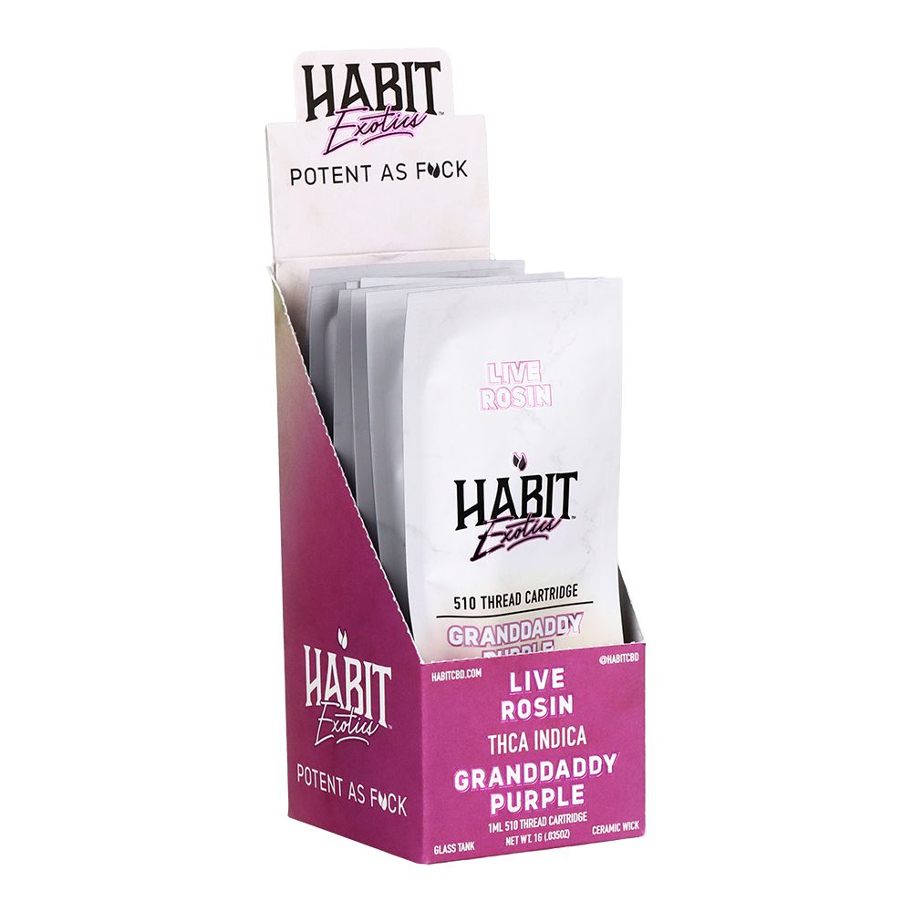 Habit Exotics THCA Rosin Ceramic Cartridge | 1g | 10ct Display, BDD Wholesale
