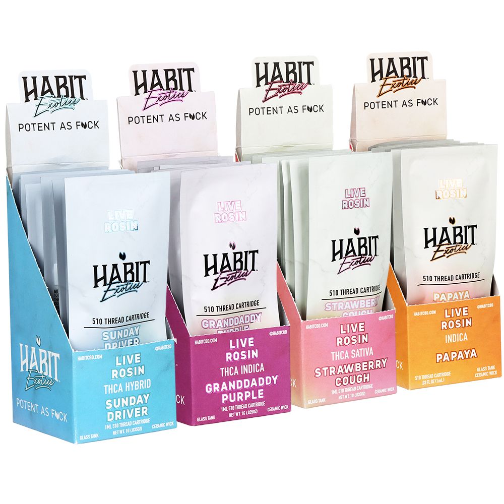 Habit Exotics THCA Rosin Ceramic Cartridge | 1g | 10ct Display, BDD Wholesale