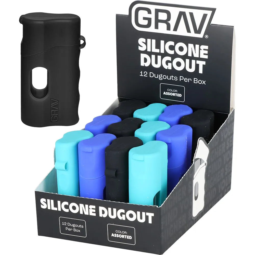 12CT DISPLAY - GRAV Silicone & Glass Dugout - X" / Assorted Colors, BDD Wholesale