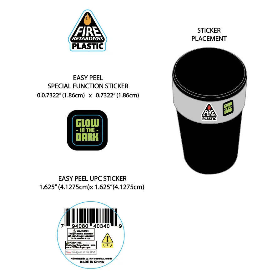 Glow In The Dark Butt Bucket Ashtray With LED Light - 6 Per Retail Ready Wholesale Display 40340 SMOKEZILLA