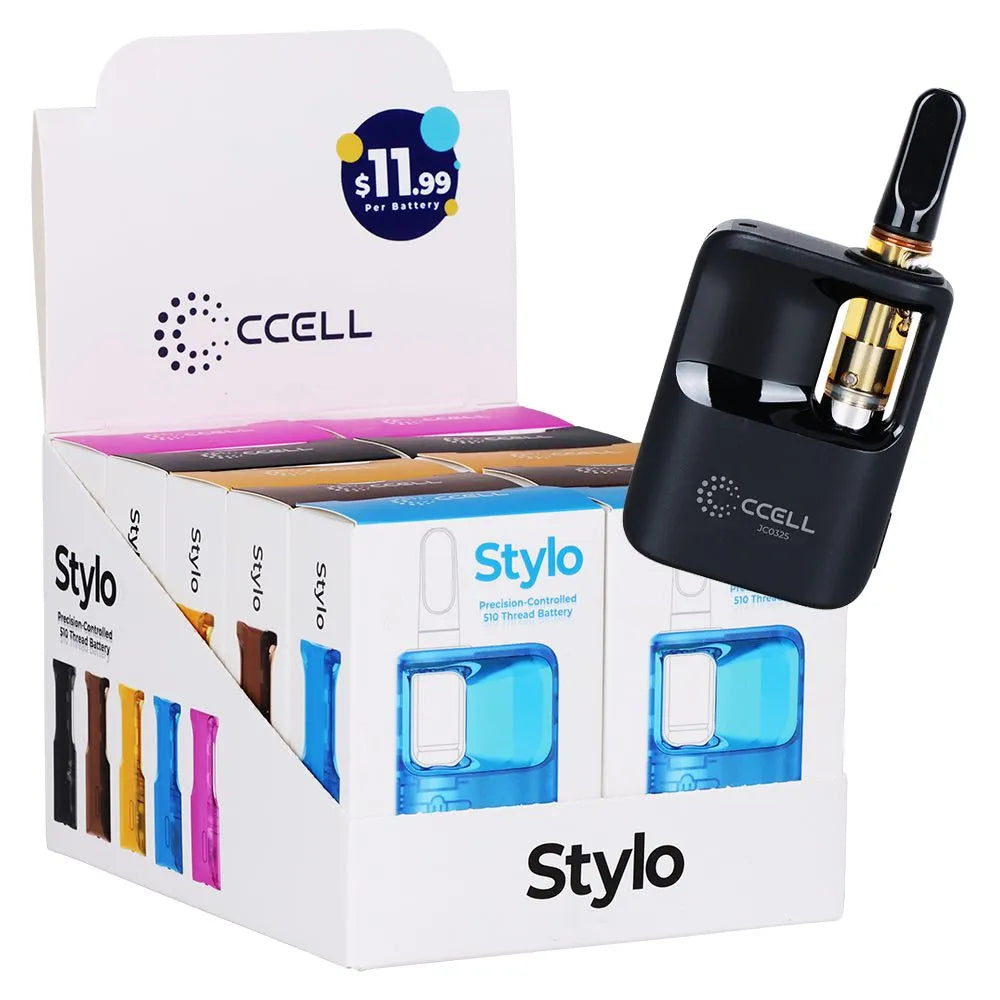 10CT DISPLAY - CCELL Stylo 510 Variable Voltage Vape Battery - 500mAh / Assorted Colors, BDD Wholesale