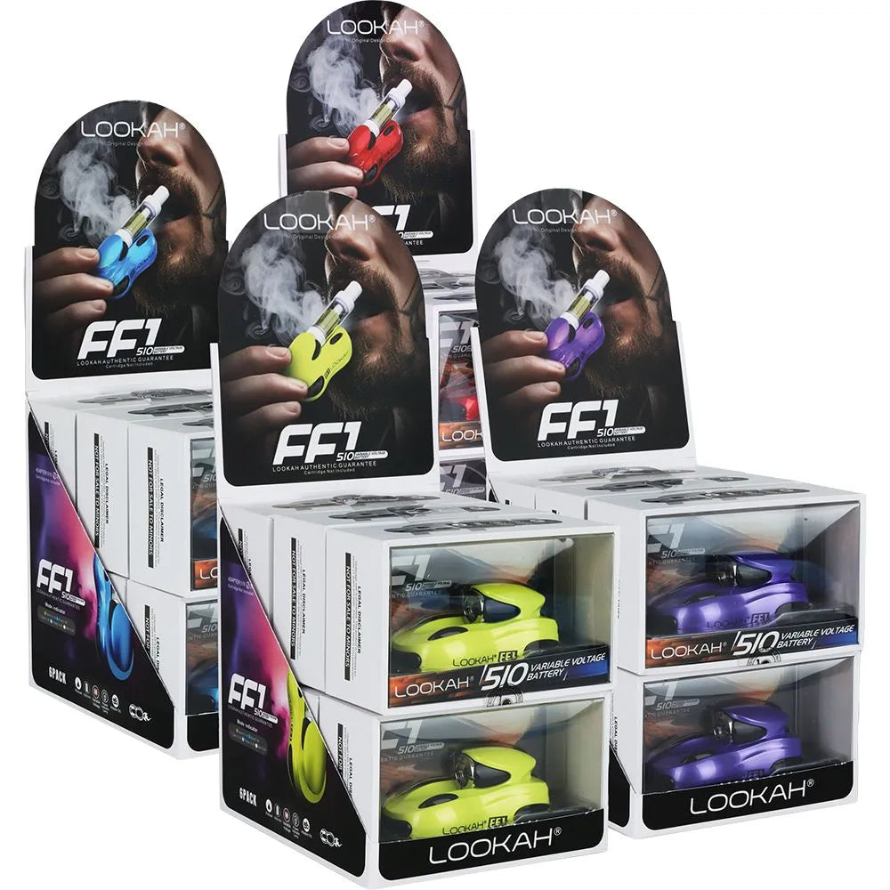 6CT DISPLAY - Lookah FF1 Race Car Variable Voltage 510 Vape Battery -500mAh, BDD Wholesale