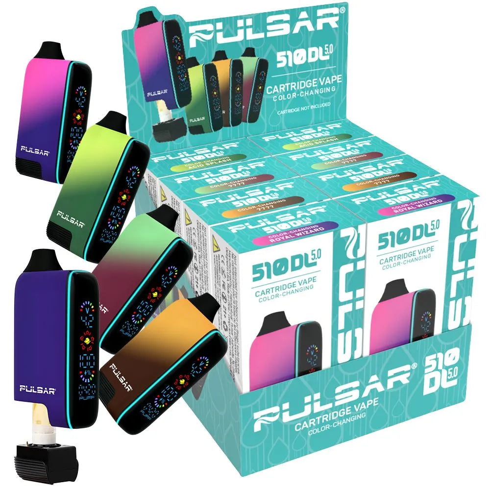 8CT DISPLAY - Pulsar 510 DL 5.0 Digital Screen Battery Thermo Series - 1000mAh / Assorted Colors, BDD Wholesale