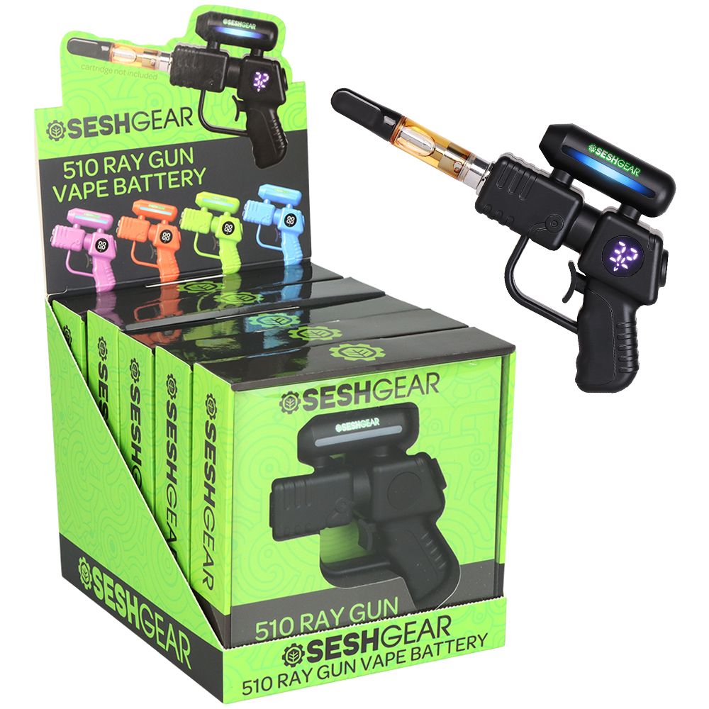 5CT DISPLAY - Seshgear 510 Ray Gun Variable Voltage Vaporizer - 500mAh / Assorted Colors, BDD Wholesale