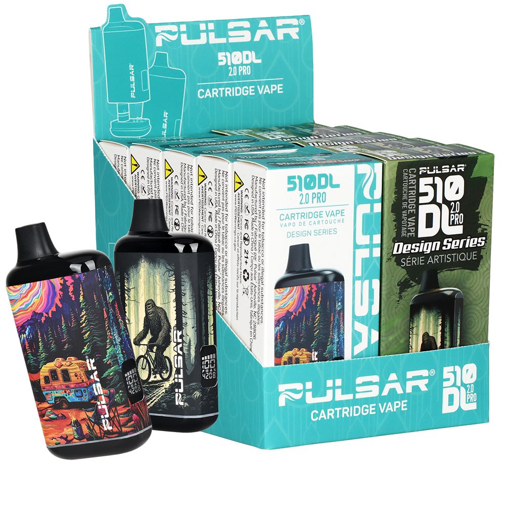 10CT DISPLAY - Pulsar 510 DL 2.0 PRO Design Series Variable Voltage Vape Bar - 1000mAh / Assorted Designs 2, BDD Wholesale