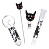 Pulsar Superstitious Kitty GLOW Glass Herb Pipe Duo - 9.75" / 14mm F, BDD Wholesale