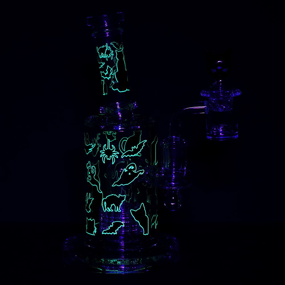 Pulsar Superstitious Kitty Glass Dab Rig Set - 8" / 14mm F, BDD Wholesale