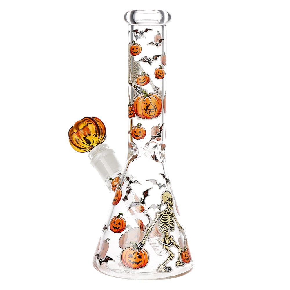 Pulsar Halloween Ball Herb Pipe Glow Duo - 10" / 14mm F, BDD Wholesale