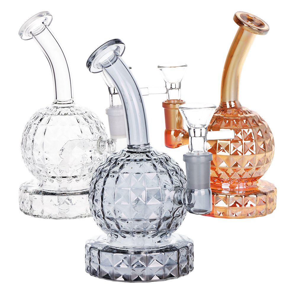 3CT BUNDLE - Diamond Cut Water Pipe - 6.25" / 14mm F / Assorted Colors, BDD Wholesale