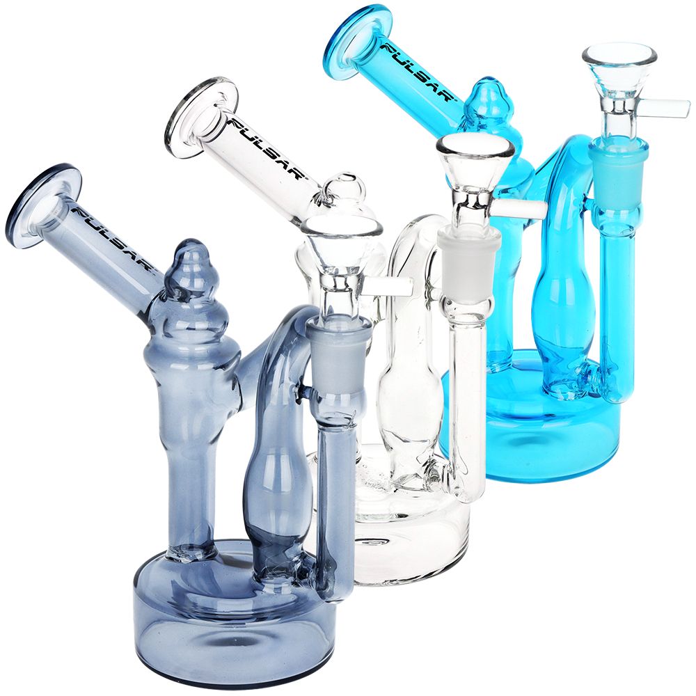 3CT BUNDLE - Pulsar Upside Down Recycler Water Pipe - 6" /14mm F / Assorted Colors, BDD Wholesale