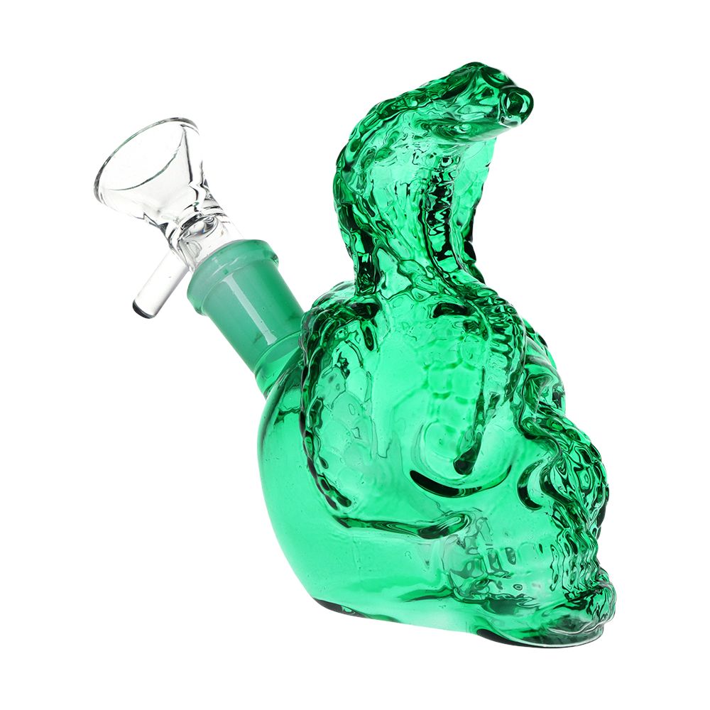 3CT BUNDLE - SeshGear Snake Eyes Skull Glass Bubbler - 5" / 14mm F / Green, Purple, Smoke, BDD Wholesale