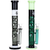 2CT BUNDLE - Pulsar Tri-Tone Holey Straight Tube Glass Water Pipe - 11.5" / 14mm F / Green/Black, White/Black, BDD Wholesale