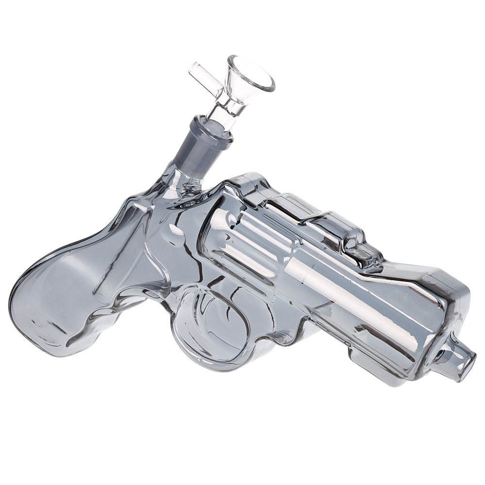 3CT BUNDLE - SeshGear Snub Nose Revolver Glass Water Pipe - 7.5" / 14mm F / Clear, smoke, electroplated, BDD Wholesale