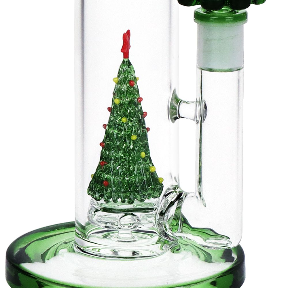 Pulsar Christmas Tree Perc Glass Straight Tube Water Pipe - 13" / 14mm F, BDD Wholesale