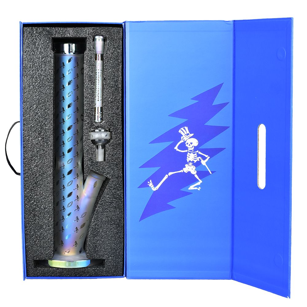 Grateful Dead x Pulsar Bolts And Skellies Straight Tube Water Pipe-15.5"/14mm F, BDD Wholesale