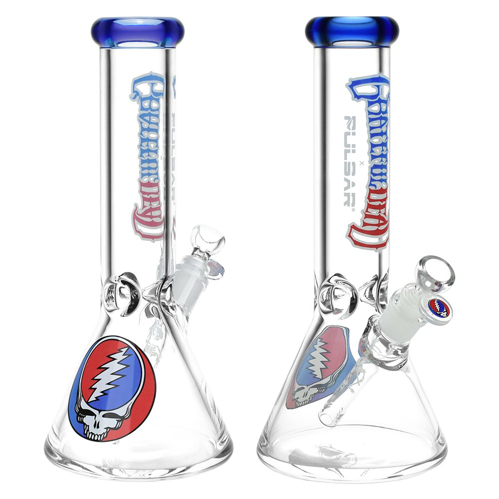 Grateful Dead x Pulsar Steal Your Face Beaker Glass Water Pipe - 11.75" / 14mm F, BDD Wholesale