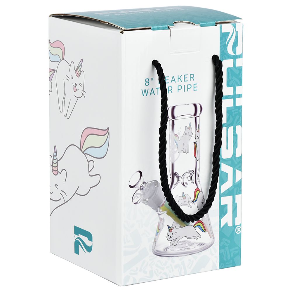 Pulsar Caticorns Design Series Glass Beaker Water Pipe - 8" / 14mm F, BDD Wholesale