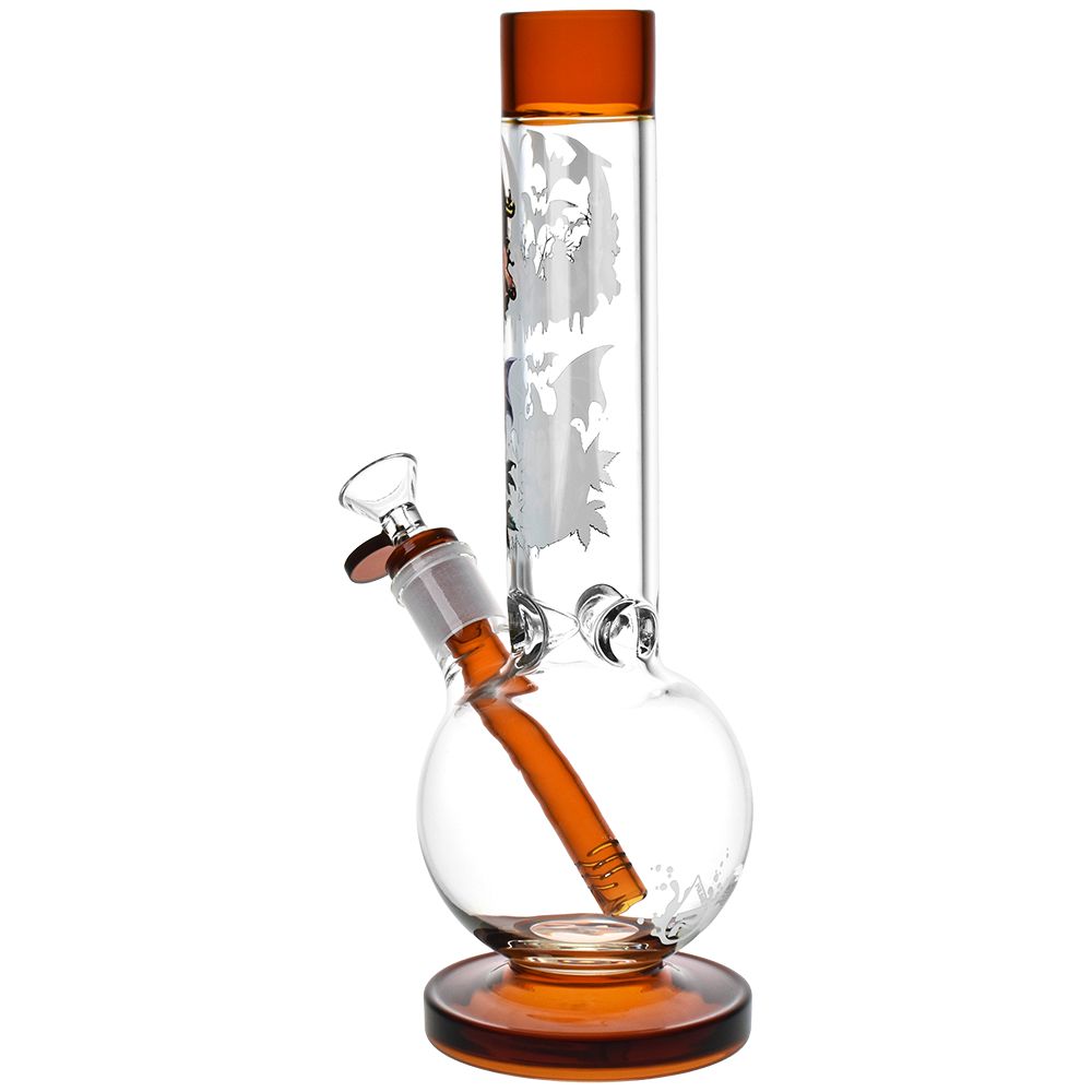 Pulsar Halloween Round Ball Glass Water Pipe - 11.75" / 14mm F, BDD Wholesale