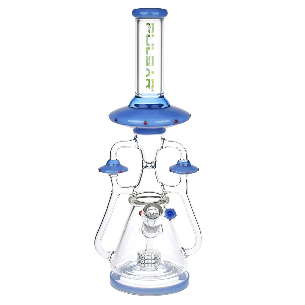 Pulsar Far-Out Visitors Recycler Glass Water Pipe | 17.25" | 19mm F, BDD Wholesale