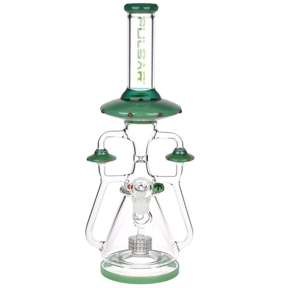 Pulsar Far-Out Visitors Recycler Glass Water Pipe | 17.25" | 19mm F, BDD Wholesale