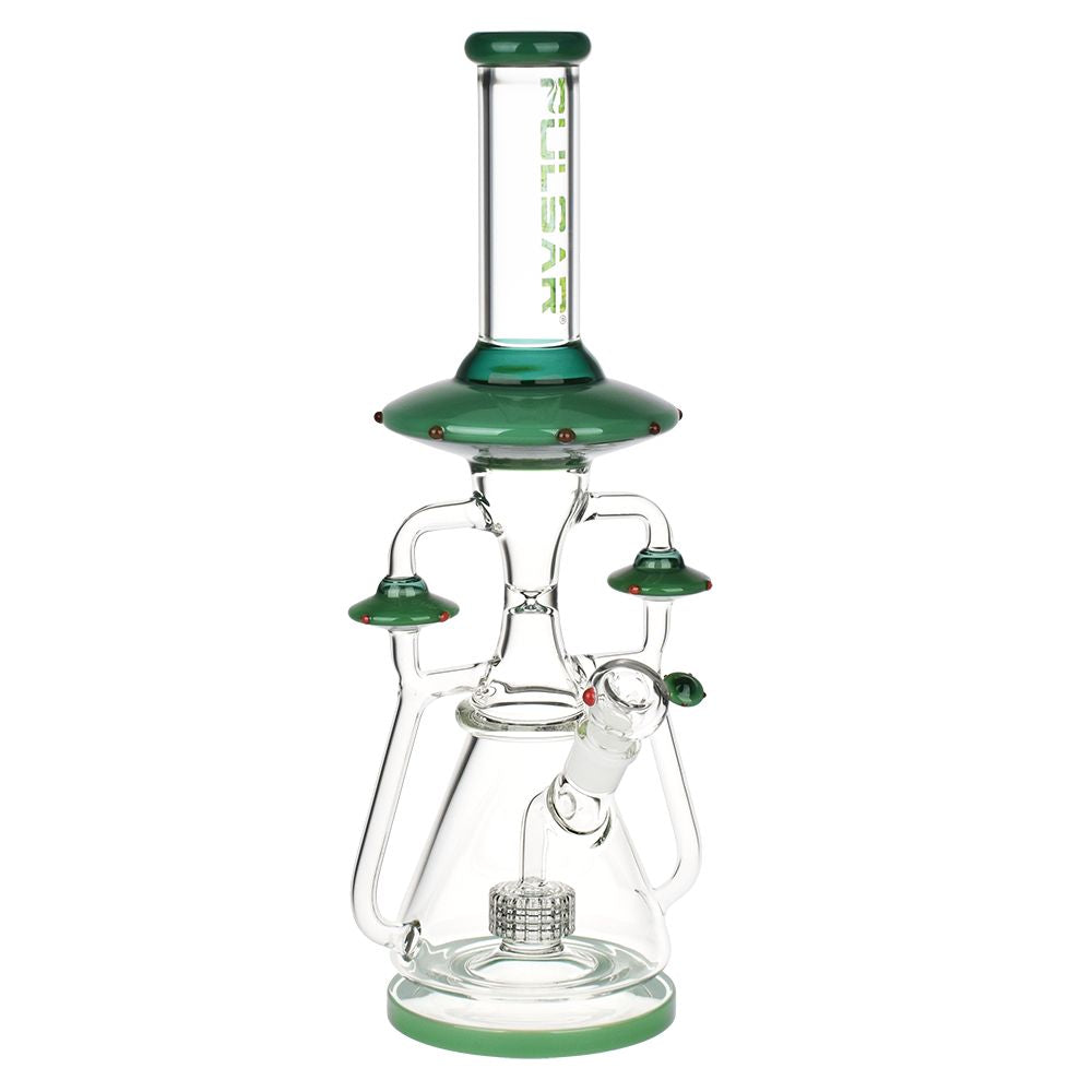 Pulsar Far-Out Visitors Recycler Glass Water Pipe | 17.25" | 19mm F, BDD Wholesale