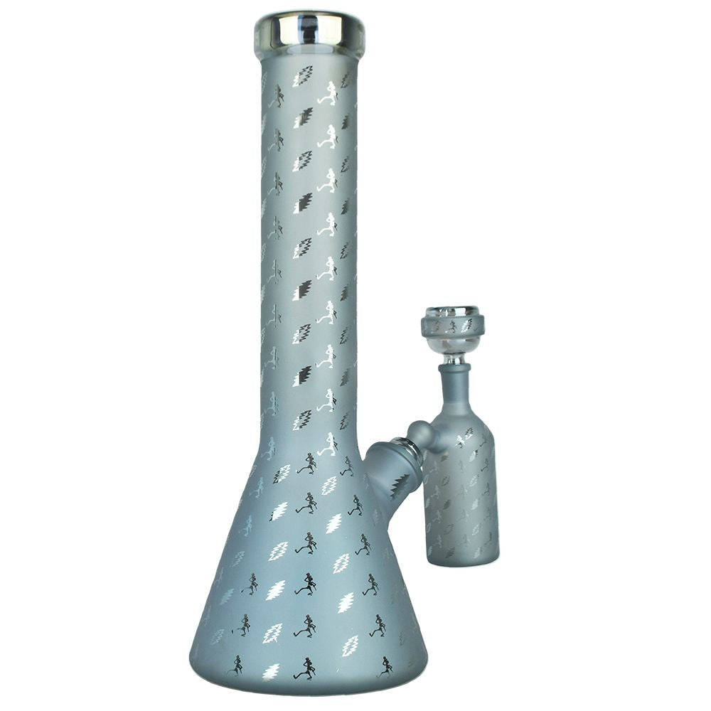 Grateful Dead x Pulsar Bolts And Skellies Glass Beaker Water Pipe Set | 13.75" | 14mm F, BDD Wholesale