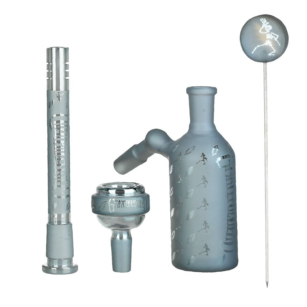 Grateful Dead x Pulsar Bolts And Skellies Glass Beaker Water Pipe Set | 13.75" | 14mm F, BDD Wholesale