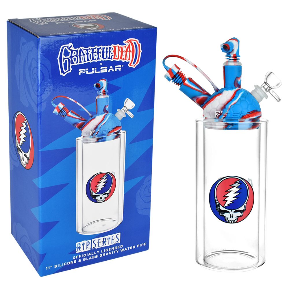 Grateful Dead x Pulsar Silicone & Glass Gravity Water Pipe - 11"/14mm F, BDD Wholesale
