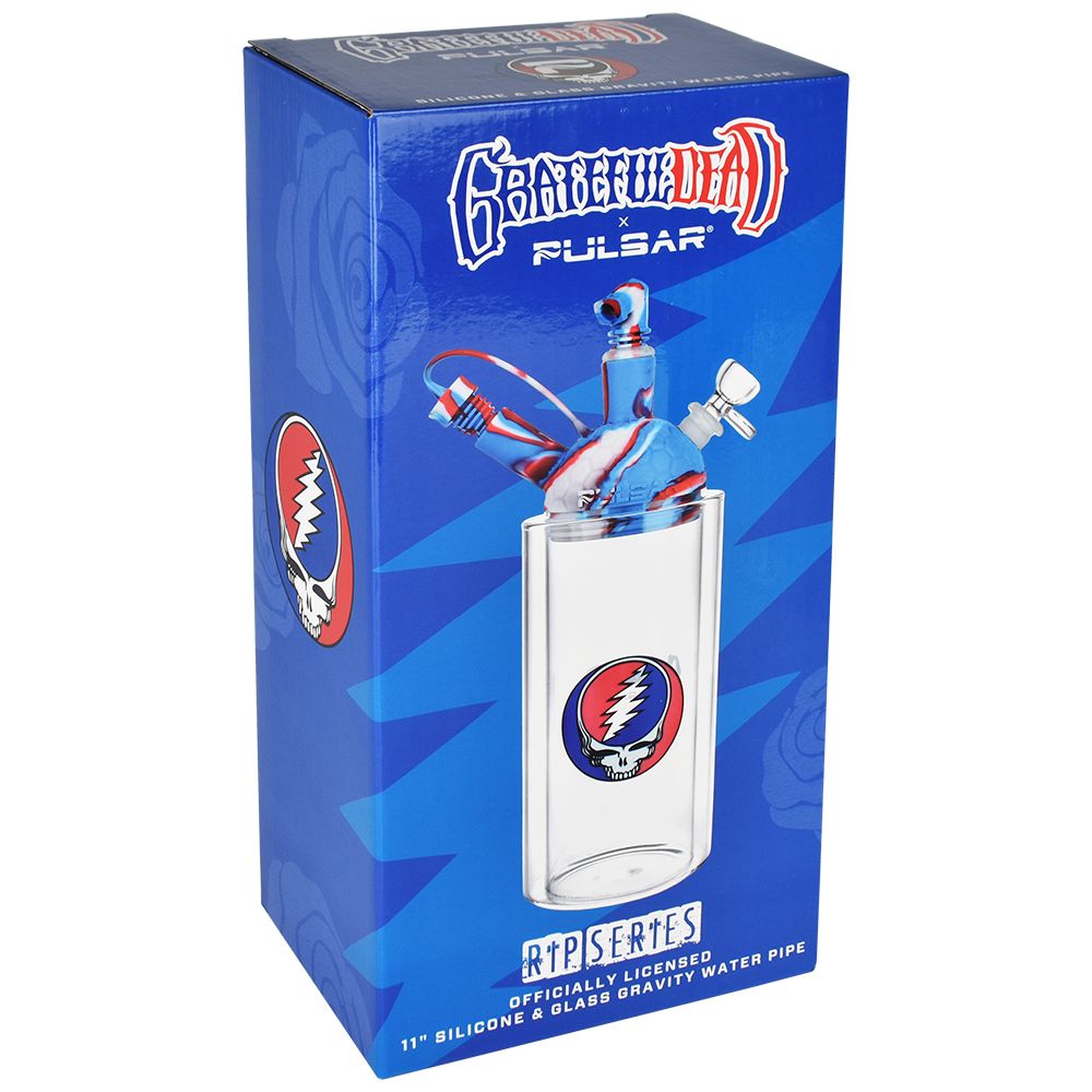 Grateful Dead x Pulsar Silicone & Glass Gravity Water Pipe - 11"/14mm F, BDD Wholesale