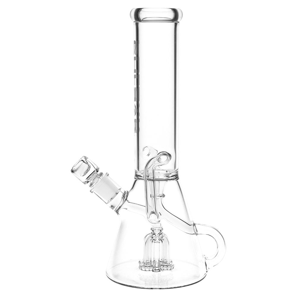 Pulsar Quad-Arm Mini Circ Perc Recycler Beaker Glass Water Pipe - 12" / 14mm F / Clear, BDD Wholesale